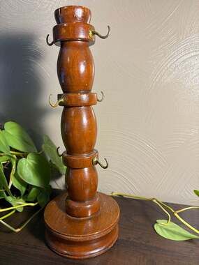 Vintage Wooden Hand Crafted Hooked Mug or Key Holder